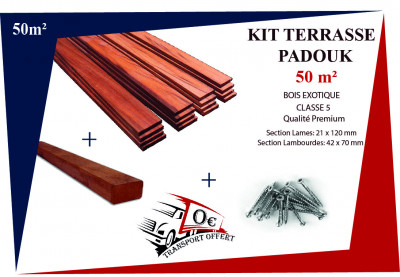 kit terrasses Padouk 50m² 21 x 120 mm