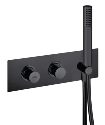 Thermostatique douche Design noir encastré horizontal