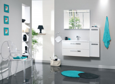 Meuble sous-vasque Seducta avec 2 tiroirs chêne gris longueur 90 cm