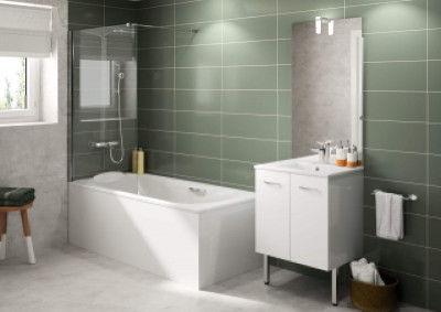 Meuble sous-vasque Primo 2 portes sur pieds blanc brillant longueur 60 cm NEOVA