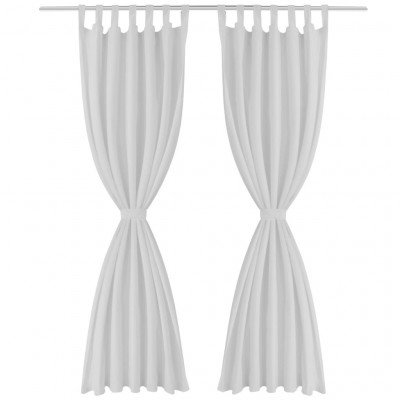 Lot de 2 rideaux à passant micro satin blanc 140 x 175 cm décoration fenêtres 4002016