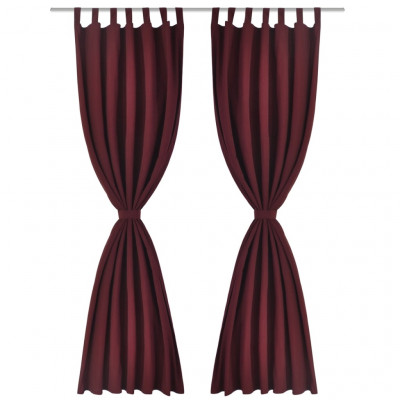 Lot de 2 rideaux à passant micro satin bordeaux 140 x 175 cm décoration fenêtres 4002019