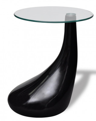 Table basse de salon salle à manger design noir verre diamètre 42 cm 0902008